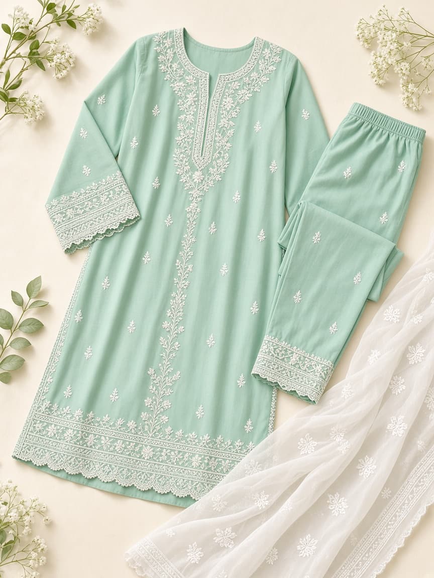 Mint Embroidery Lawn 3PC